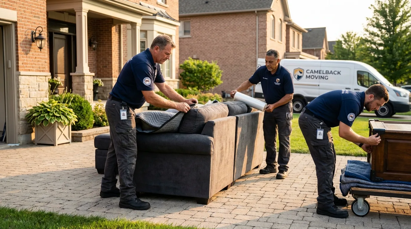 Large estate moving crew wrapping furniture in Chicora, PA